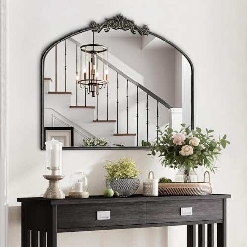 HQiJun Antique Arched Farmhouse Wall Mirror