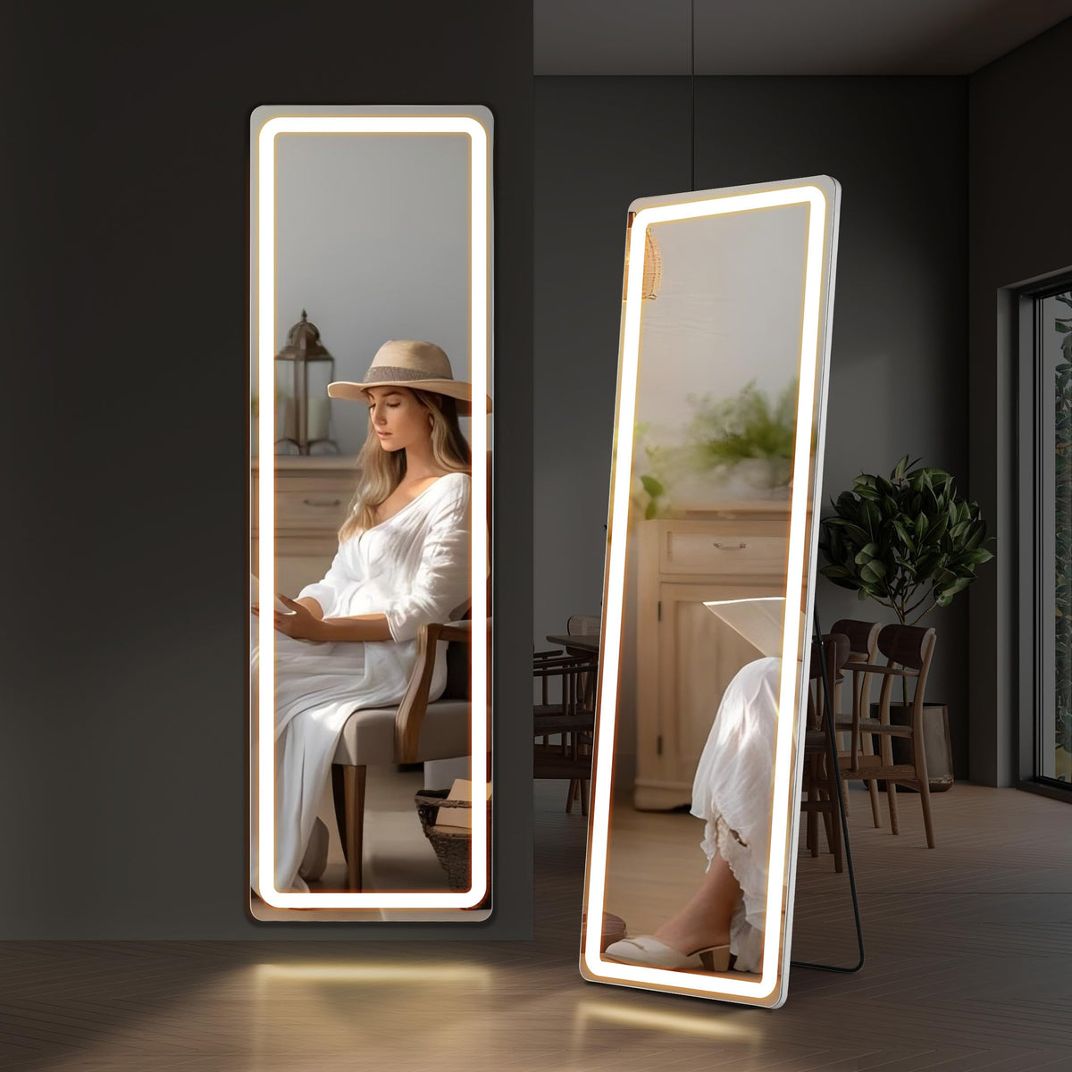 Full Length Mirror with LED Lights 16"x60"