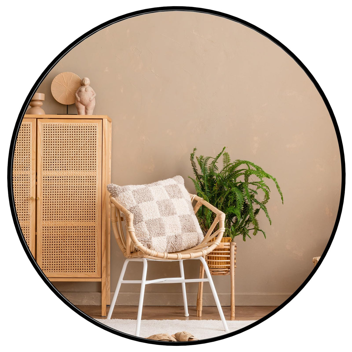 DUMOS 20x20 Inch Black Circle Wall Mirror