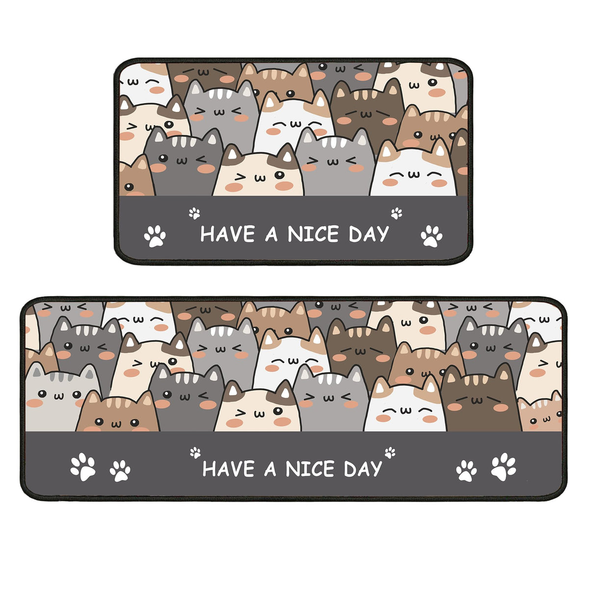 2 piece Cute Cat Themed Anti-Fatigue Kitchen Mats